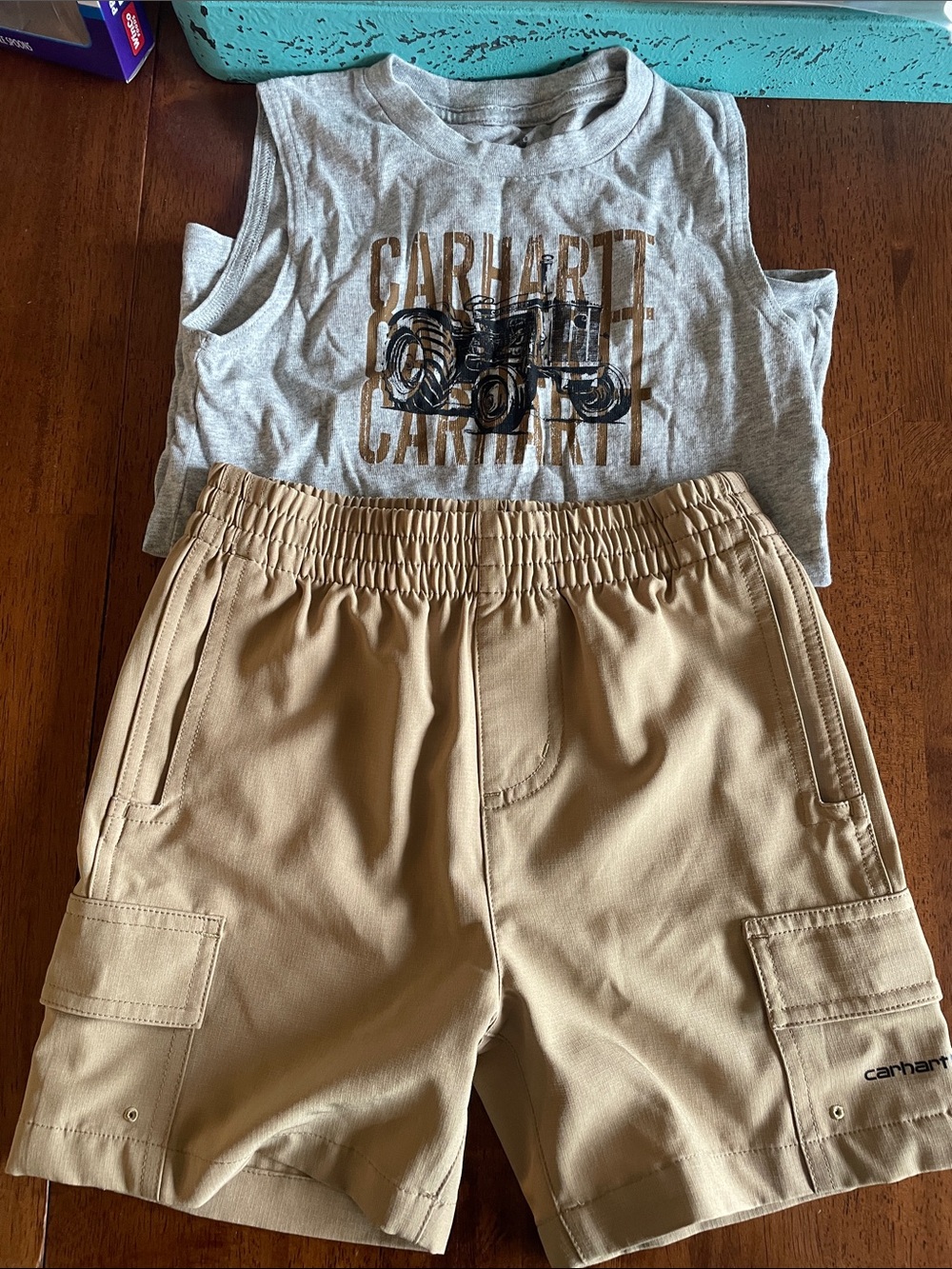 Carhartt Kids Tan Elastic-Waist Cargo Shorts